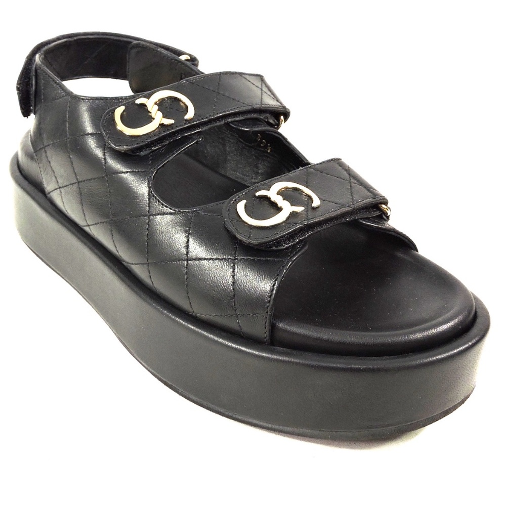 CASADEI 🇮🇹 WOMENS BLACK SOFT LEATHER SUMMER PLATFORM SANDALS - Picture 3 of 8